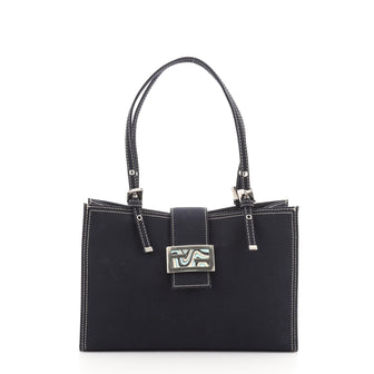 Fendi Vintage Zip Shoulder Bag Zucca Canvas Medium