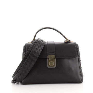Bottega Veneta Piazza Top Handle Bag Leather with Intrecciato Detail Small
