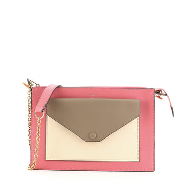 Celine Pocket Clutch on Chain Leather Medium