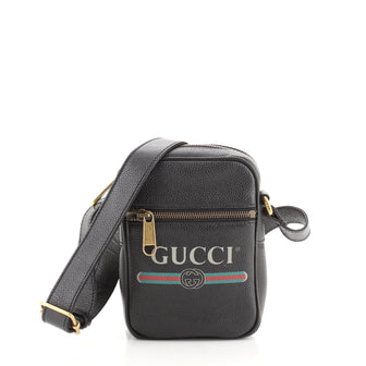 Gucci Logo Zip Messenger Bag Printed Leather Mini