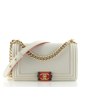 Chanel Boy Flap Bag Cube Embossed Lambskin Old Medium