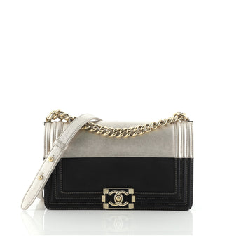 Chanel Bicolor Boy Flap Bag Calfskin Old Medium