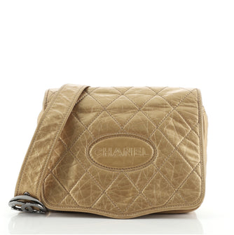 Chanel Vintage Logo Messenger Bag Quilted Aged Calfskin Medium