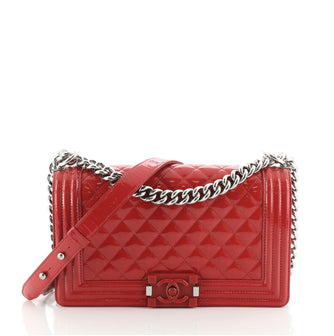 Chanel Boy Flap Bag Quilted Plexiglass Patent Old Medium