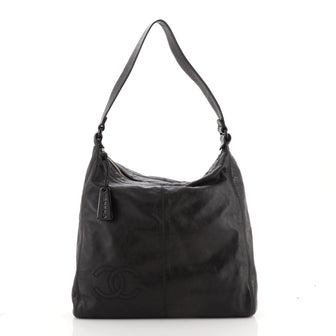 Chanel Vintage CC Logo Hobo Leather Large