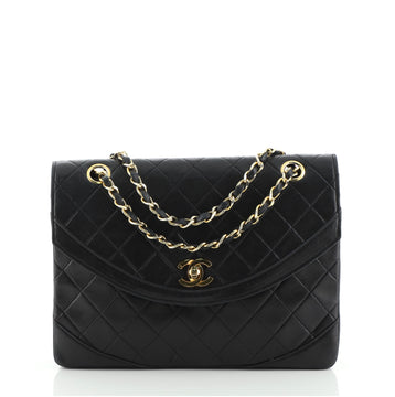 Chanel Vintage Round Flap Bag Quilted Lambskin Medium