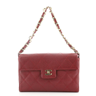 Chanel Vintage Chain Flap Bag Quilted Caviar Medium