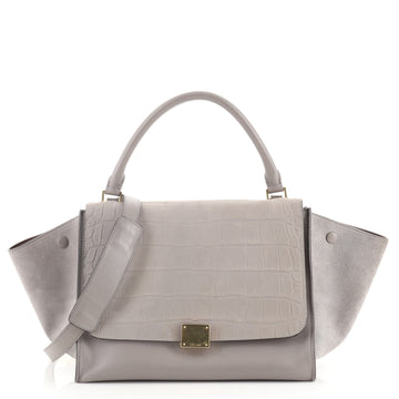 Celine Trapeze Bag Crocodile Embossed Leather Medium