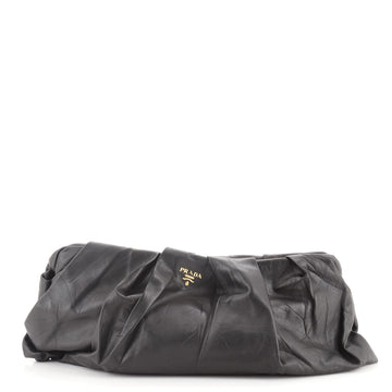 Prada Frame Clutch Pleated Nappa Leather