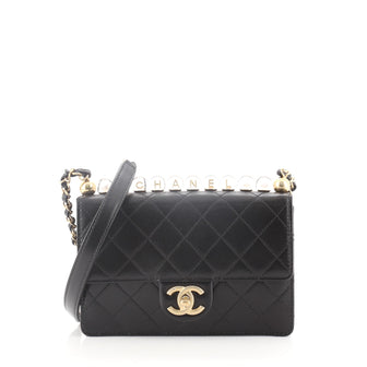 CHANEL Lambskin Quilted Chic Pearls Flap Black 1300309