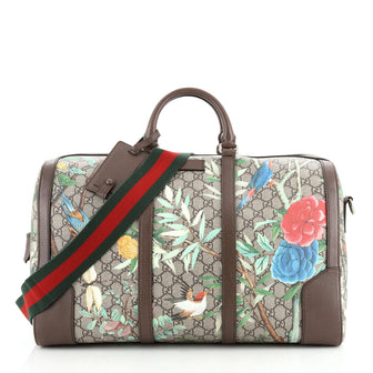 Gucci Convertible Duffle Bag Tian Print GG Coated Canvas Medium