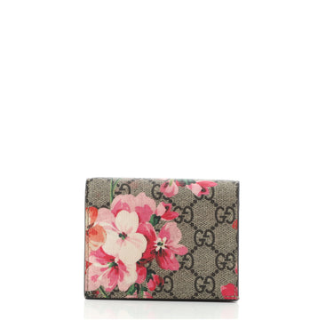Gucci Flap Card Case Blooms Print GG Coated Canvas