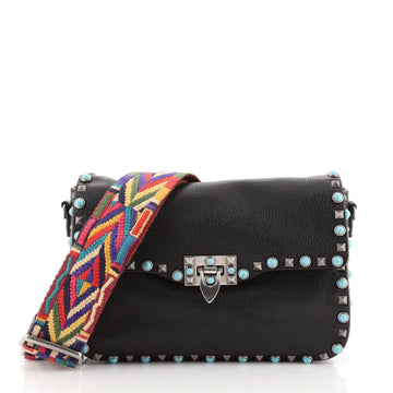 Valentino Rolling Rockstud Crossbody Bag Leather with Cabochons Medium