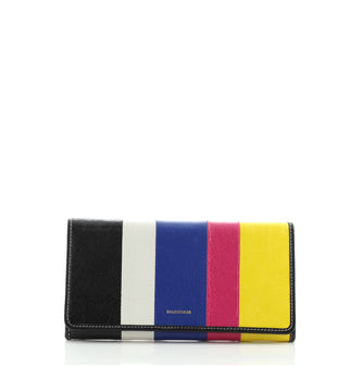 Balenciaga Bazar Flap Wallet Striped Leather Long
