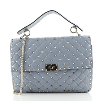 Valentino Rockstud Spike Flap Bag Quilted Leather Large