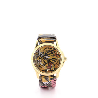 Gucci Le Marche des Merveilles Quartz Watch Watch Stainless Steel and Bengal Print GG Coated Canvas 38
