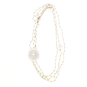 Chanel Triple Strand CC Doily Necklace Metal and Faux Pearls