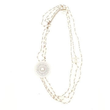Chanel Triple Strand CC Doily Necklace Metal and Faux Pearls