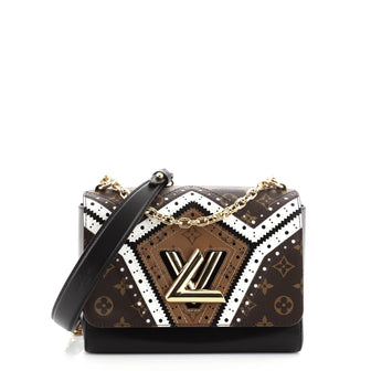 Louis Vuitton Twist Handbag Limited Edition Brogue Reverse Monogram Canvas and Leather MM