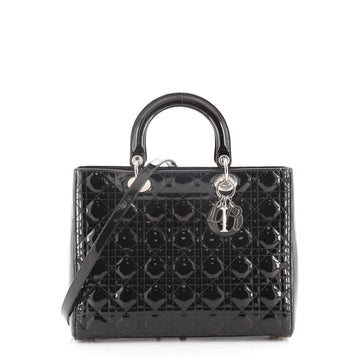 Christian Dior Lady Dior Bag Cannage Quilt Patent Large