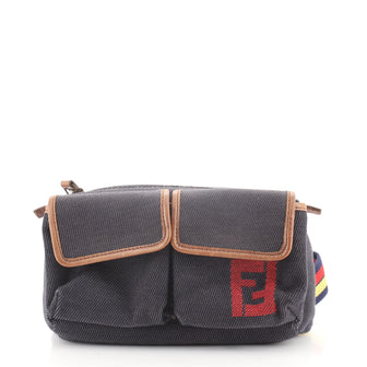 Fendi Vintage Double Pocket Waist Bag Canvas Small