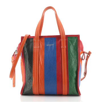Balenciaga Bazar Convertible Tote Striped Leather Small