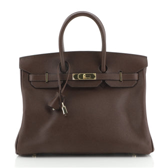 Hermes Birkin Handbag Brown Courchevel with Gold Hardware 35