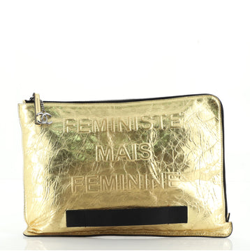 Chanel Feminine Pouch Crinkled Leather Large
