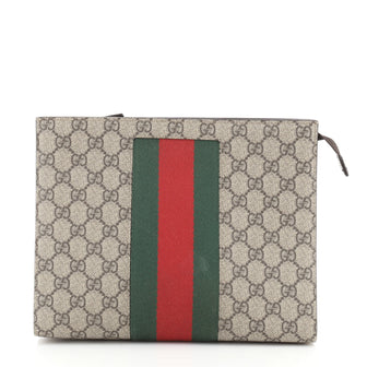 Gucci Web Zip Pouch GG Coated Canvas