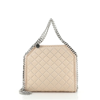 Stella McCartney Falabella Fold Over Crossbody Bag Quilted Studded Shaggy Deer Mini
