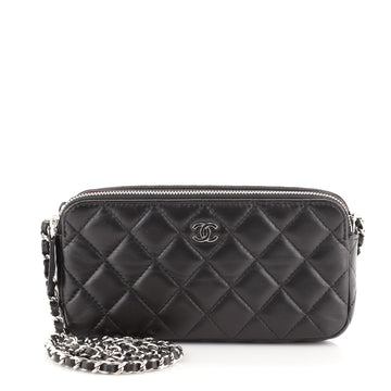 Chanel Double Zip Clutch with Chain Quilted Lambskin