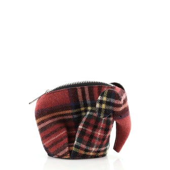 Loewe Elephant Coin Purse Tartan Wool