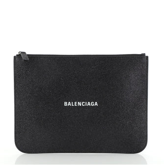 Balenciaga Everyday Logo Pouch Glitter Leather Medium