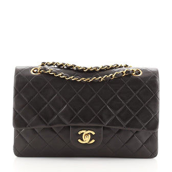Chanel Vintage Classic Double Flap Bag Quilted Lambskin Medium
