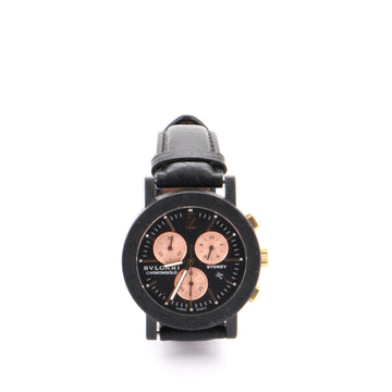 Bvlgari Carbongold Chronograph Quartz Watch Watch Carbon with Stainless Steel and Leather 38