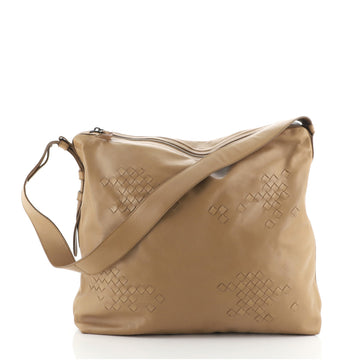 Bottega Veneta Zip Top Messenger Leather with Intrecciato Detail Large