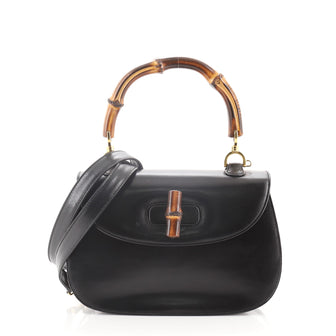 Gucci Vintage Convertible Bamboo Top Handle Bag Leather Medium