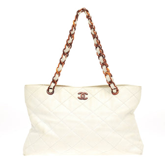 Chanel Quilted Caviar Tote Wooden Chain