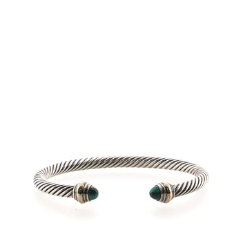 David Yurman Cable Classic Bracelet Sterling Silver with 14K Yellow Gold and Malachite