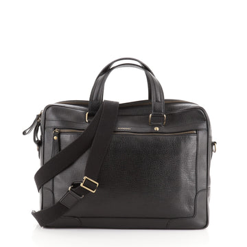 Burberry Front Zip Pocket Convertible Briefcase Leather Medium