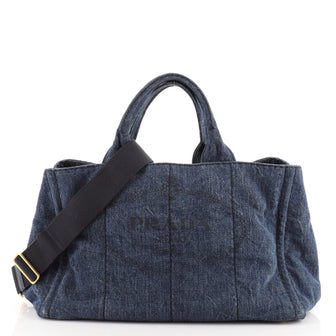 Prada Canapa Convertible Tote Denim Medium