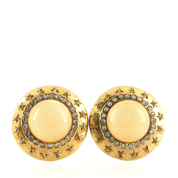 Chanel Star Round Clip-on Earrings Metal with Resin and Crystal