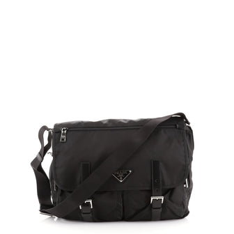Prada Double Buckle Flap Camera Bag Tessuto Large