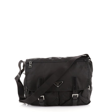 Prada Double Buckle Flap Camera Bag Tessuto Large