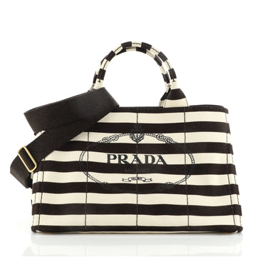 Prada Canapa Convertible Tote Printed Canvas Large