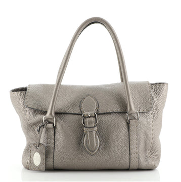 Fendi Selleria Linda Satchel Pebbled Leather Medium