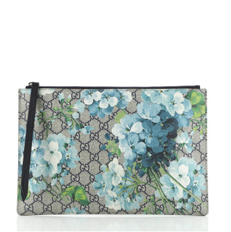 Gucci Zipped Pouch Blooms Print GG Coated Canvas Large