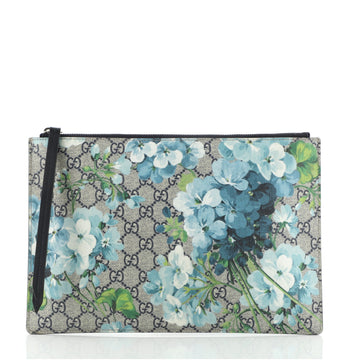 Gucci Zipped Pouch Blooms Print GG Coated Canvas Large