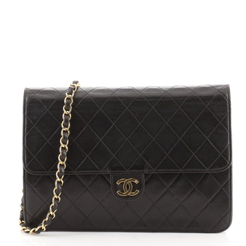 Chanel Vintage Clutch with Chain Quilted Leather Medium