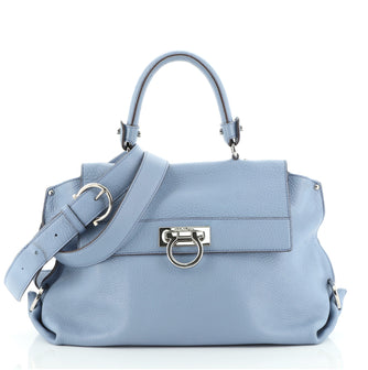 Salvatore Ferragamo Sofia Satchel Pebbled Leather Medium